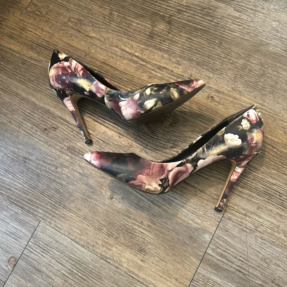 Charles By Charles David Floral Heels - Pink and Black